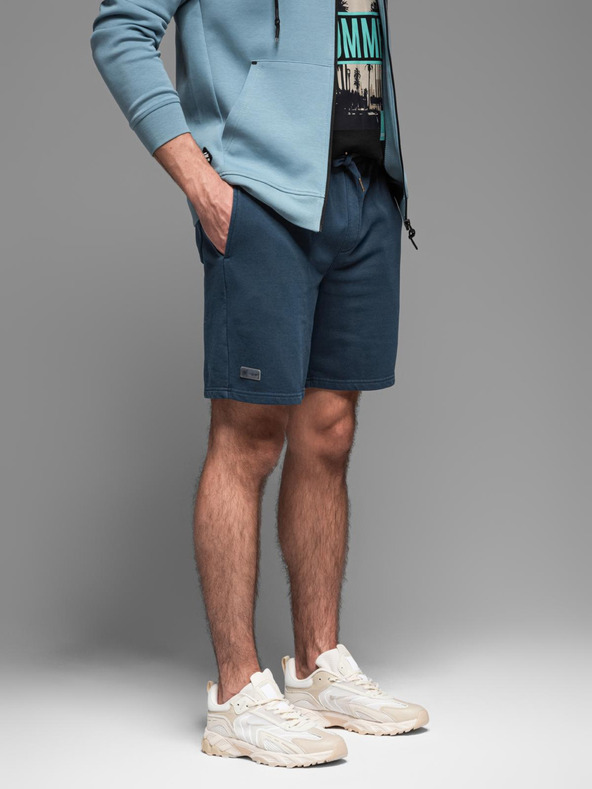 Ombre Clothing Pánske bavlnené teplákové šortky BASIC modré Ombre Oblečenie