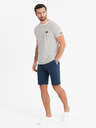 Ombre Clothing Pánske krátke šortky SLIM FIT zo štruktúrovaného melanžového úpletu modré Ombre Oblečenie
