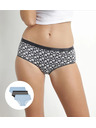DIM DIM LES POCKETS COTTON BOXER 3x - dámske bavlnené nohavičky 3 ks - čierna - svetlomodrá - biela