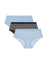 DIM DIM LES POCKETS COTTON BOXER 3x - dámske bavlnené nohavičky 3 ks - čierna - svetlomodrá - biela
