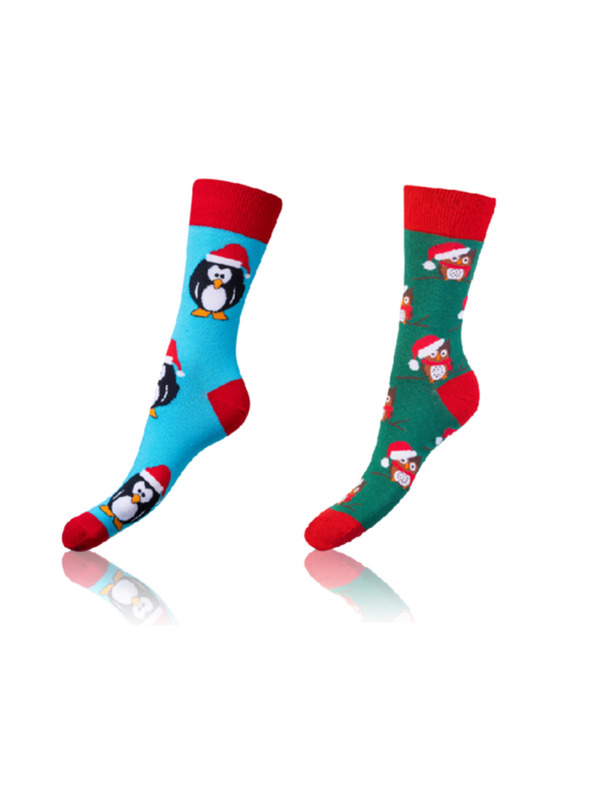Bellinda CRAZY SOCKS 2x - Veselé ponožky 2 páry - svetlomodrá - zelená