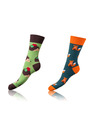 Bellinda CRAZY SOCKS 2x - Veselé ponožky 2 páry - oranžová - svetlo zelená