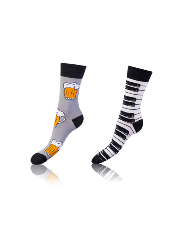 Bellinda CRAZY SOCKS 2x - Veselé ponožky 2 páry - čierna - biela