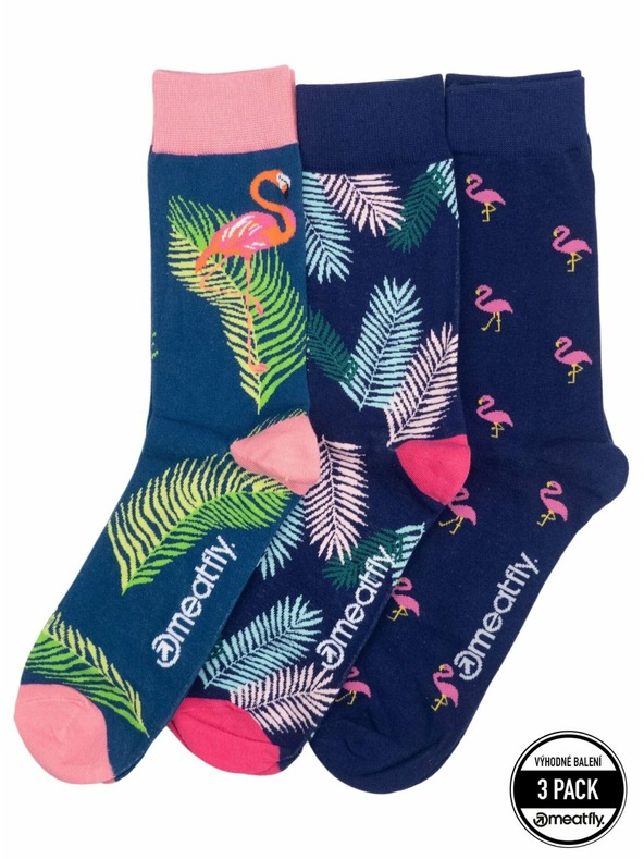 Meatfly Meatfly ponožky Lexy Triple Pack Flamingo | Multifarebná | Veľkosť
