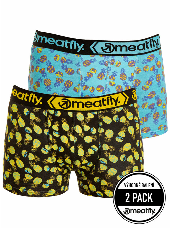 Meatfly Meatfly pánske boxerky Balboa Boxershorts Double Pack Pineapple | Čierna | Veľkosť