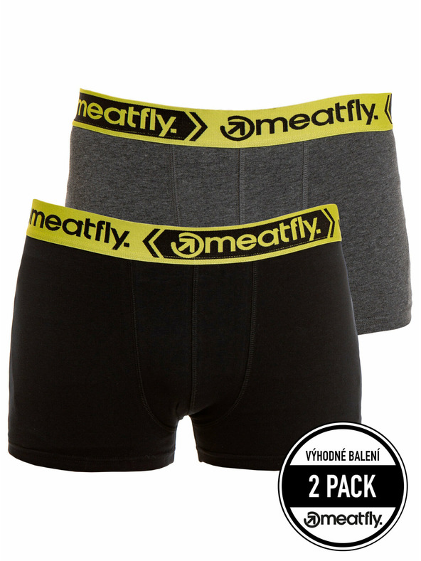 Meatfly Meatfly pánske boxerky Balboa Boxershorts Double Pack Grey Heather/Black | Čierna | Veľkosť