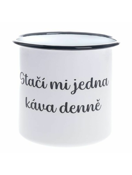Casa de Engel Smaltovaný dekoratívny hrnček "Stačí mi jedna káva denne", 1000ml, 0/36