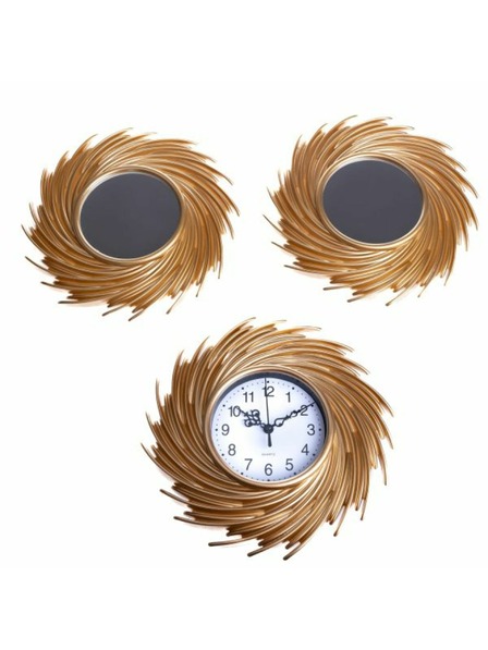 Casa de Engel Plastový nástenný set - hodiny a zrkadlá 216x25 cm - sada 3 ks, 1/20
