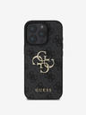 Guess Guess PU 4G Metal Logo Zadný kryt pre iPhone 16 Pro Max sivý