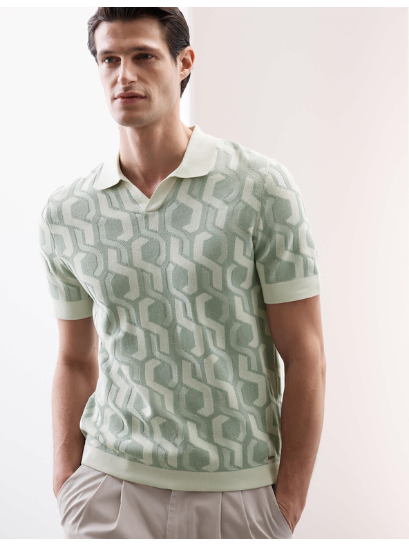 Marks & Spencer Pletená polokošeľa z bavlny Marks & Spencer zelená
