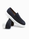 Ombre Clothing Tmavmodré pánske semišové nazúvacie poltopánky Ombre Clothing