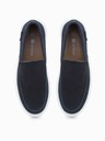Ombre Clothing Tmavmodré pánske semišové nazúvacie poltopánky Ombre Clothing