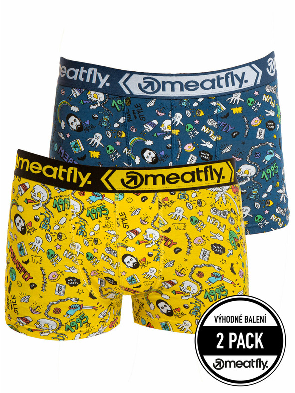 Meatfly Meatfly pánske boxerky Balboa Boxershorts Double Pack Jamm | Žltá | Veľkosť