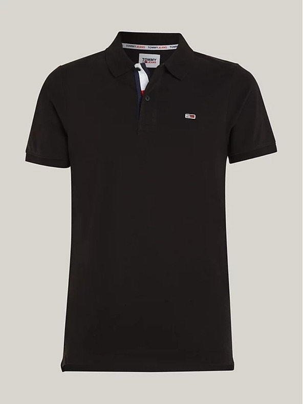 Tommy Jeans Pánska čierna polokošeľa Tommy Jeans Pure Organic Slim Fit Polo BDS Black