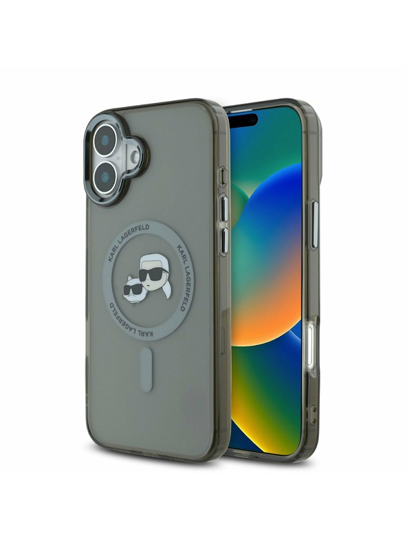Karl Lagerfeld Karl Lagerfeld IML K&CH Heads Metal Frame MagSafe Zadný Kryt pre iPhone 16 Black