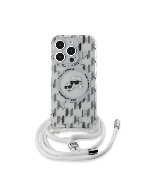 Karl Lagerfeld Karl Lagerfeld IML Monogram Crossbody K&CH Heads MagSafe Zadný Kryt pre iPhone 15 Pro Max Transparent