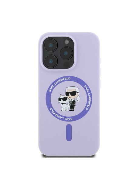 Karl Lagerfeld Karl Lagerfeld Tekutý silikón Karl and Choupette MagSafe Zadný kryt pre iPhone 16 Pro Max Fialový