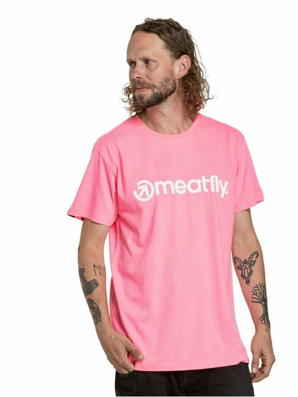 Meatfly Meatfly pánske tričko Joe Neon Pink/White | Biela | Veľkosť S | 100% bavlna