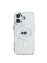 Karl Lagerfeld Karl Lagerfeld IML Karl Head Kovový rám MagSafe Zadný kryt pre iPhone 16 Priehľadný
