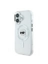 Karl Lagerfeld Karl Lagerfeld IML Karl Head Kovový rám MagSafe Zadný kryt pre iPhone 16 Priehľadný