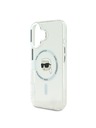 Karl Lagerfeld Karl Lagerfeld IML Karl Head Kovový rám MagSafe Zadný kryt pre iPhone 16 Priehľadný