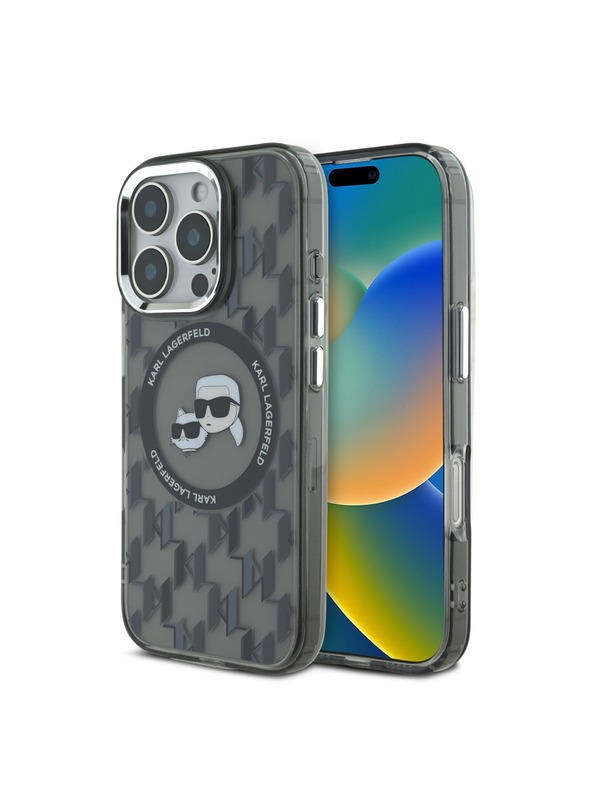 Karl Lagerfeld Karl Lagerfeld IML Monogram K&CH Hlavy MagSafe Zadný kryt pre iPhone 16 Pro Max Čierny