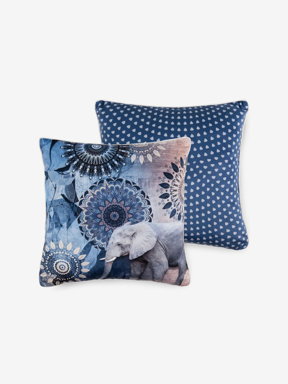 Hip Bedding 48 x 48 cm - Modrý vzorovaný obojstranný vankúš s výplňou Hip Bedding Bjirke
