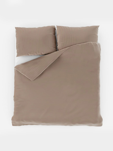 Kvalitex Francúzske saténové predĺžené posteľné obliečky s prúžkom 1+2, 240x220, 70x90cm BÉŽOVÉ