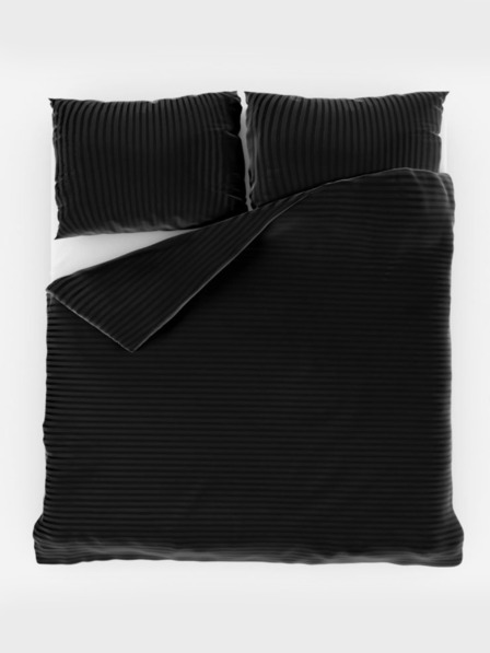 Kvalitex Francúzske saténové plátno s pruhom 1+2, 240x200, 70x90cm ČIERNA