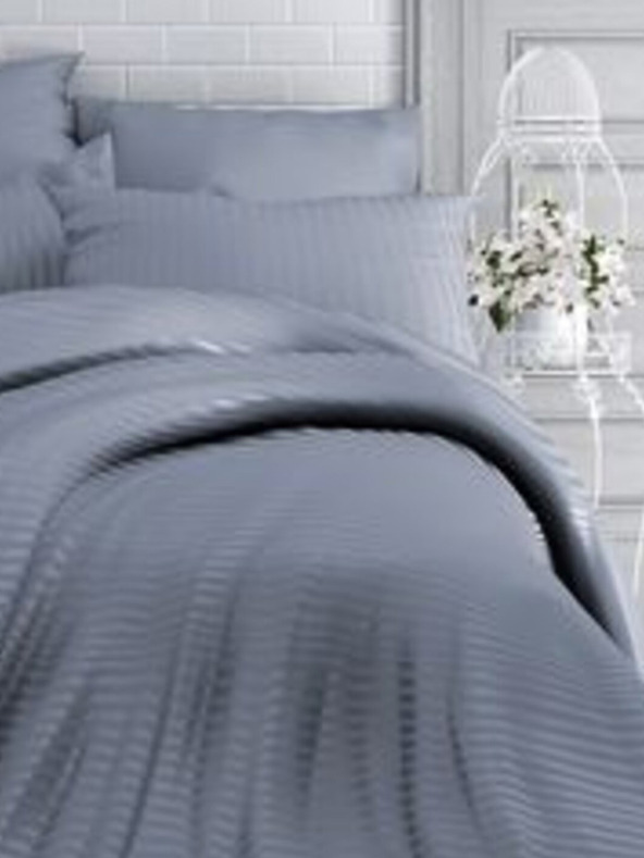 Kvalitex Francúzske saténové plátno s pruhom 1+2, 200x200, 70x90cm Tmavošedá