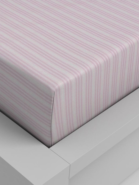 Kvalitex Bavlnené napínacie prestieradlo 80x200cm ružový prúžok Kvalitex