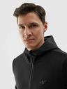 4F Pánska fleece mikina regular s kapucňou 4F