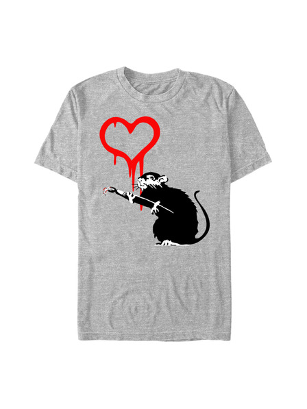 ZOOT.Fan Melírované sivé tričko Banksy (Brandalised) Bansky Love Rat