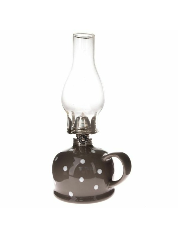 Casa de Engel Keramická petrolejová lampa - sivá s bielymi bodkami, 0/9