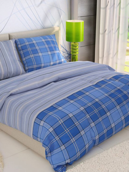 Kvalitex Francúzske bavlnené posteľné obliečky DELUX 200x200, 70x90cm CAMPUS modrý