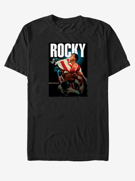 ZOOT.Fan Čierne unisex tričko ZOOT.Fan Rocky a vlajka
