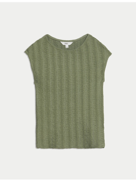 Marks & Spencer Texturovaný top s krátkym rukávom Marks & Spencer zelená