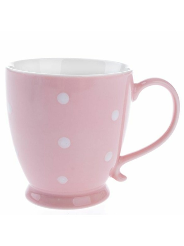 Casa de Engel Porcelánový hrnček, ružový s bodkami, 440ml, 6/36