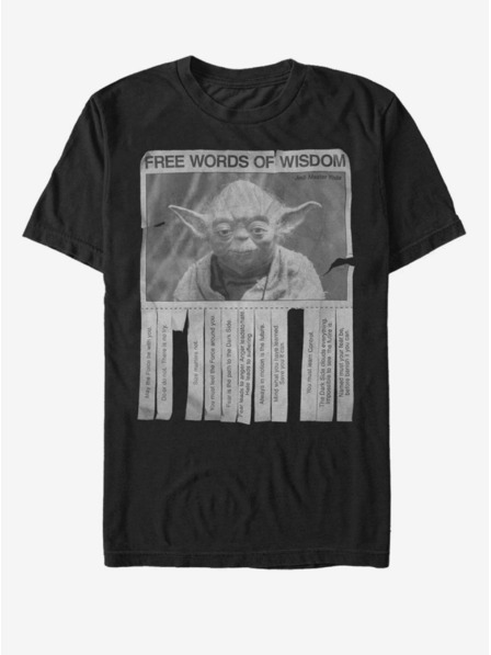ZOOT.Fan Čierne pánske tričko Star Wars Words of Wisdom