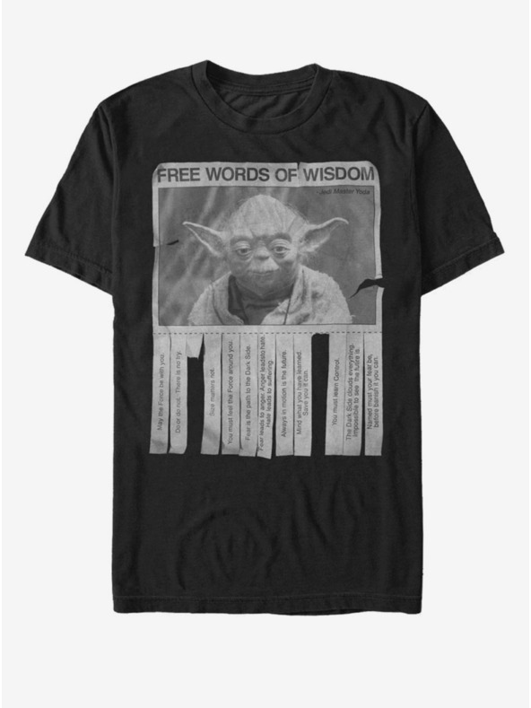 ZOOT.Fan Čierne pánske tričko Star Wars Words of Wisdom