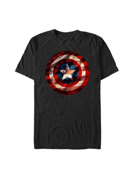 ZOOT.Fan Čierne pánske tričko Marvel Flag Shield