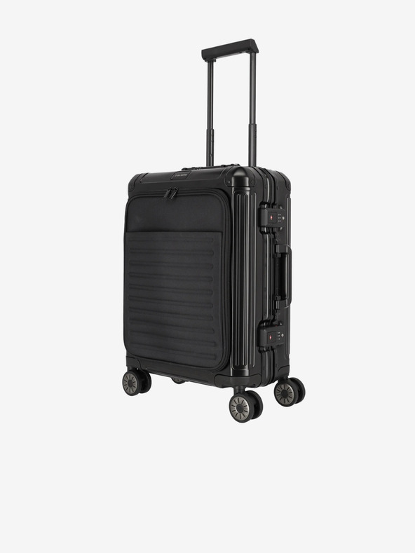 Travelite Čierny kufor Travelite Next 4w S s predným vreckom
