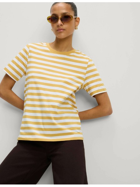 Marks & Spencer Pruhované tričko z čistej bavlny, každodenný strih Marks & Spencer žltá