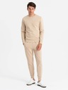 Ombre Clothing Pánska bavlnená mikina BASIC + tepláky béžová Ombre Clothing