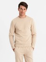 Ombre Clothing Pánska bavlnená mikina BASIC + tepláky béžová Ombre Clothing