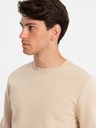 Ombre Clothing Pánska bavlnená mikina BASIC + tepláky béžová Ombre Clothing