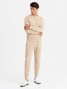 Ombre Clothing Pánska bavlnená mikina BASIC + tepláky béžová Ombre Clothing