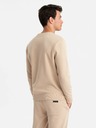 Ombre Clothing Pánska bavlnená mikina BASIC + tepláky béžová Ombre Clothing
