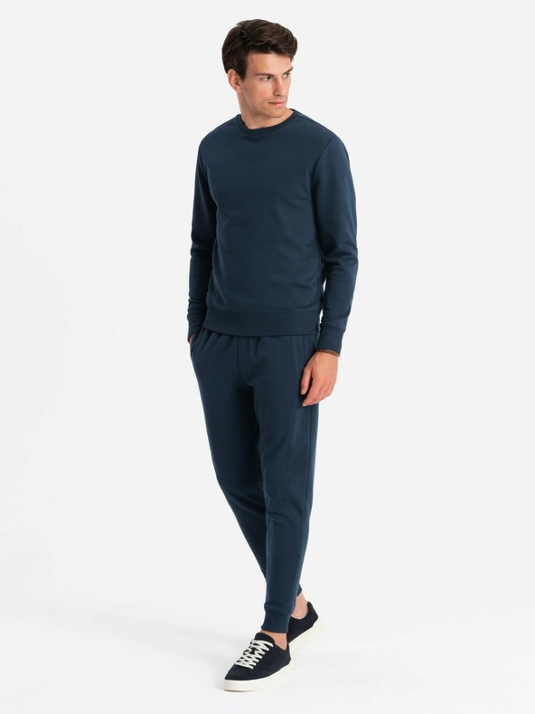 Ombre Clothing BASIC pánska bavlnená mikina BASIC tmavosivá Ombre Clothing