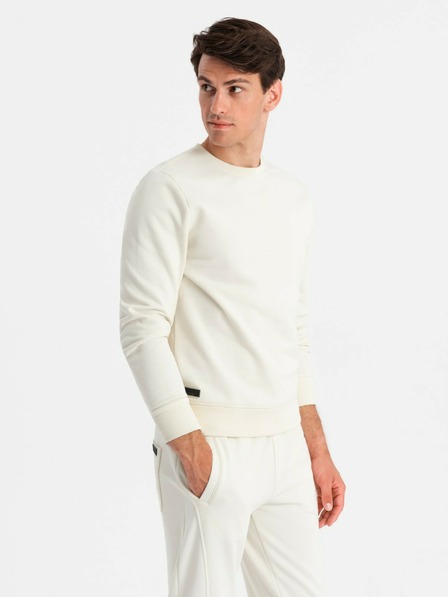 Ombre Clothing Pánska bavlnená tepláková súprava BASIC krémová Ombre Clothing
